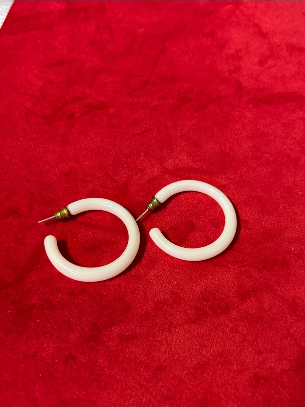 Cream Hoop Earrings - Minimal Women's Jewelry